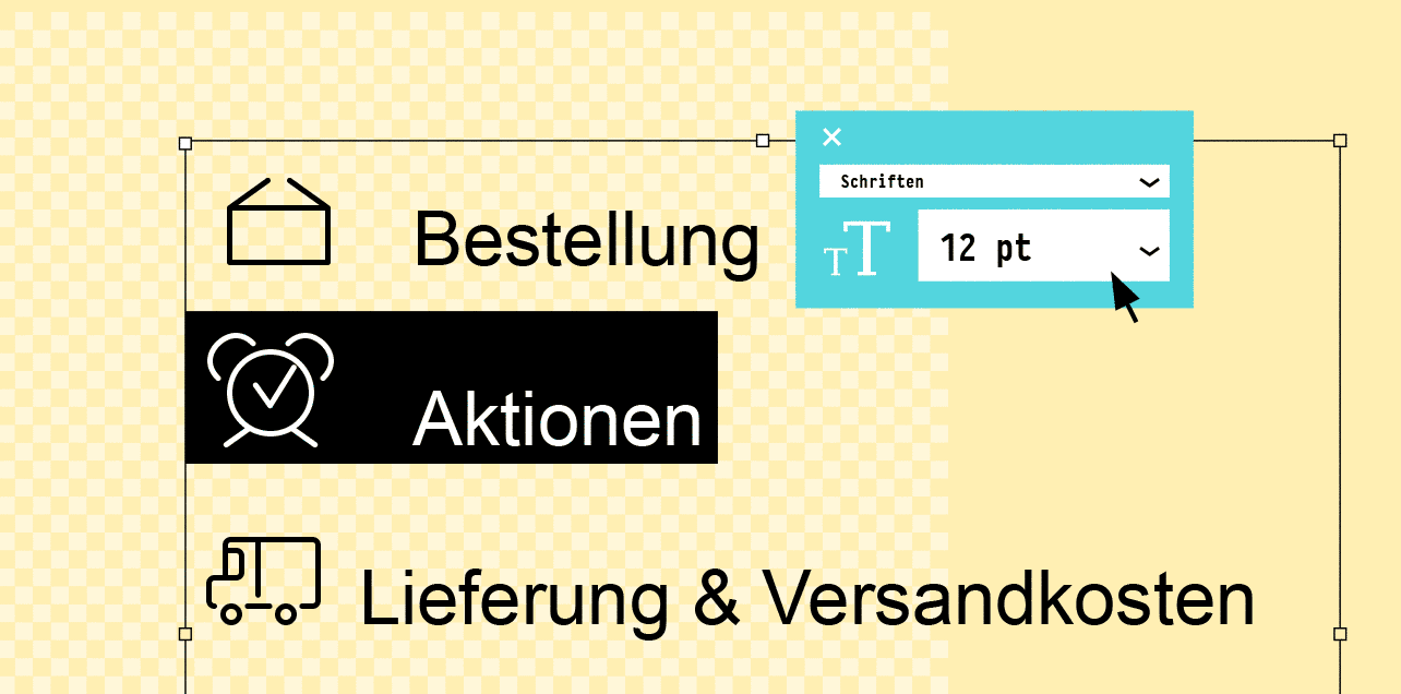 Webicons im UX-Design: eine Schriftgröße für Schrift und Icon