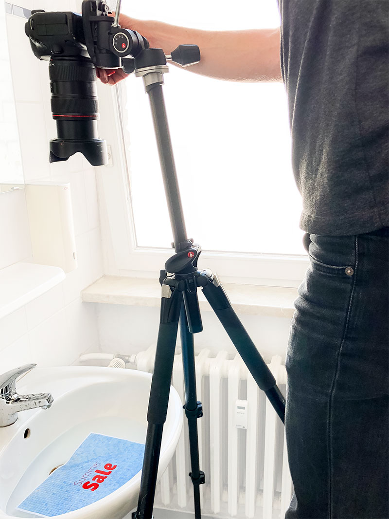 Das Kamera-Setup im Badezimmer