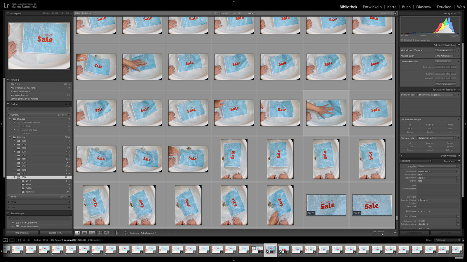 Die Serienbilder in Adobe Lightroom
