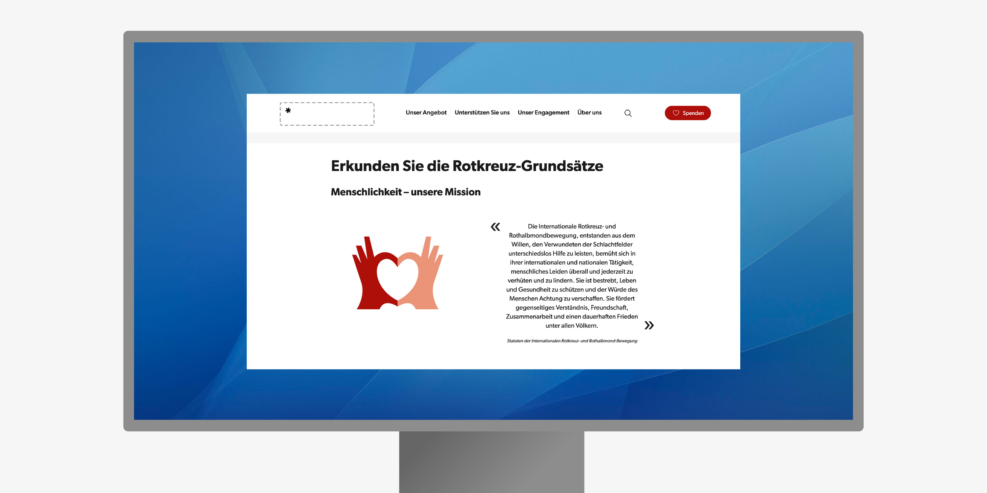 Die Webseite zu den Grundsätzen des Schweizerischen Roten Kreuzes mit neuer Illustration